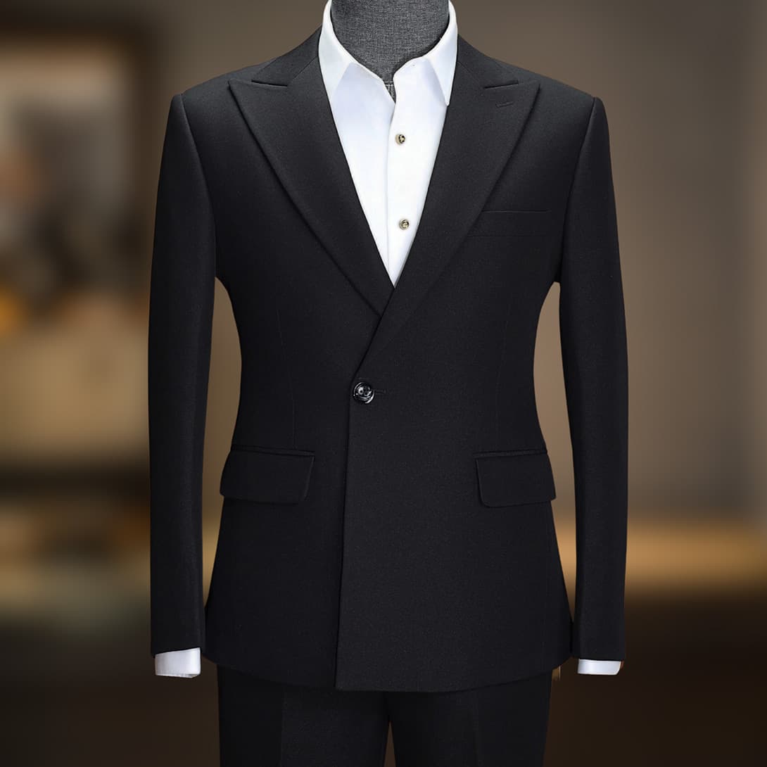 Bộ Vest Đen 1 Cúc Xéo 1