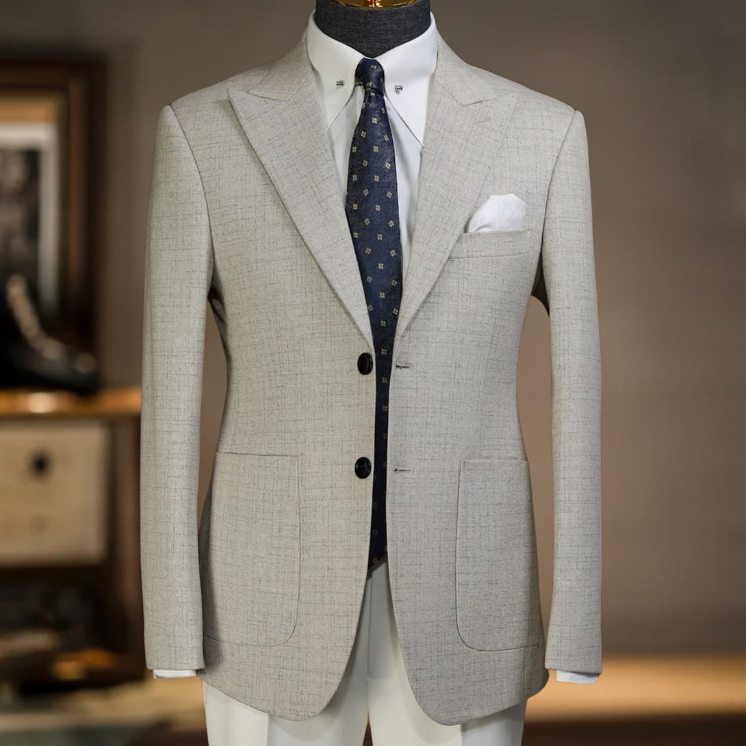 Bộ Vest Trắng Ngà Xước 1