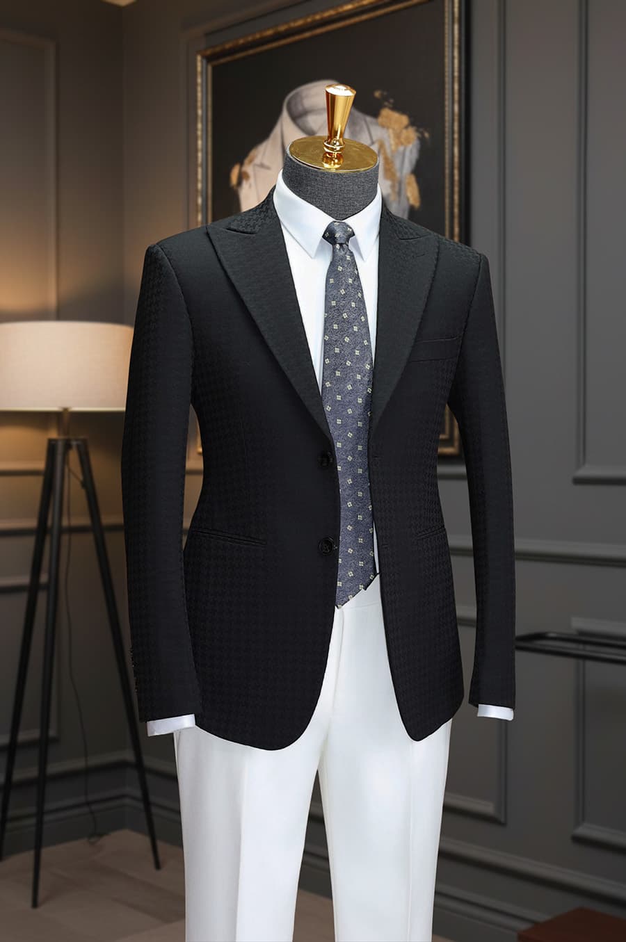 Bộ Vest Đen Họa Tiết 1