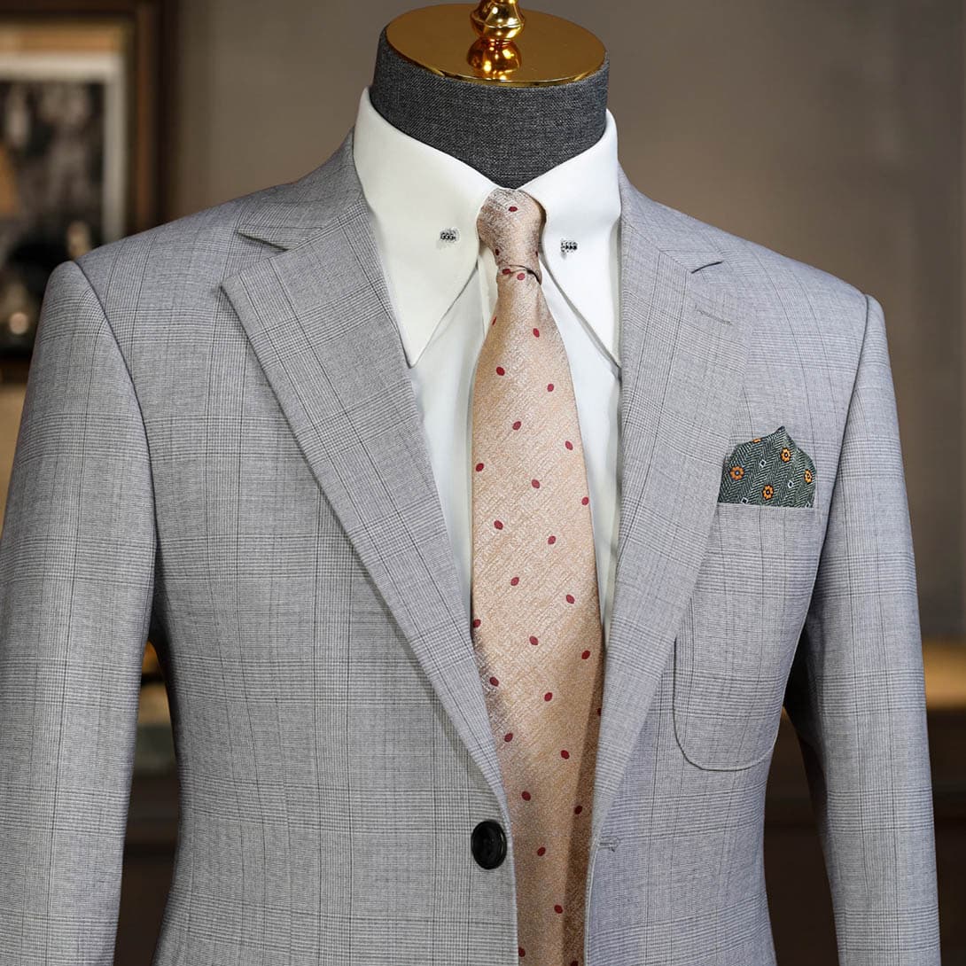 Bộ Vest Xám Kẻ Xước Túi Hộp 2