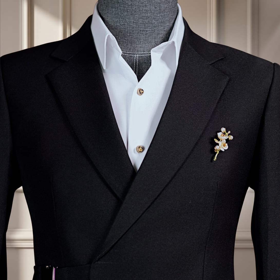 Bộ Vest Đen Khuy Cài 2