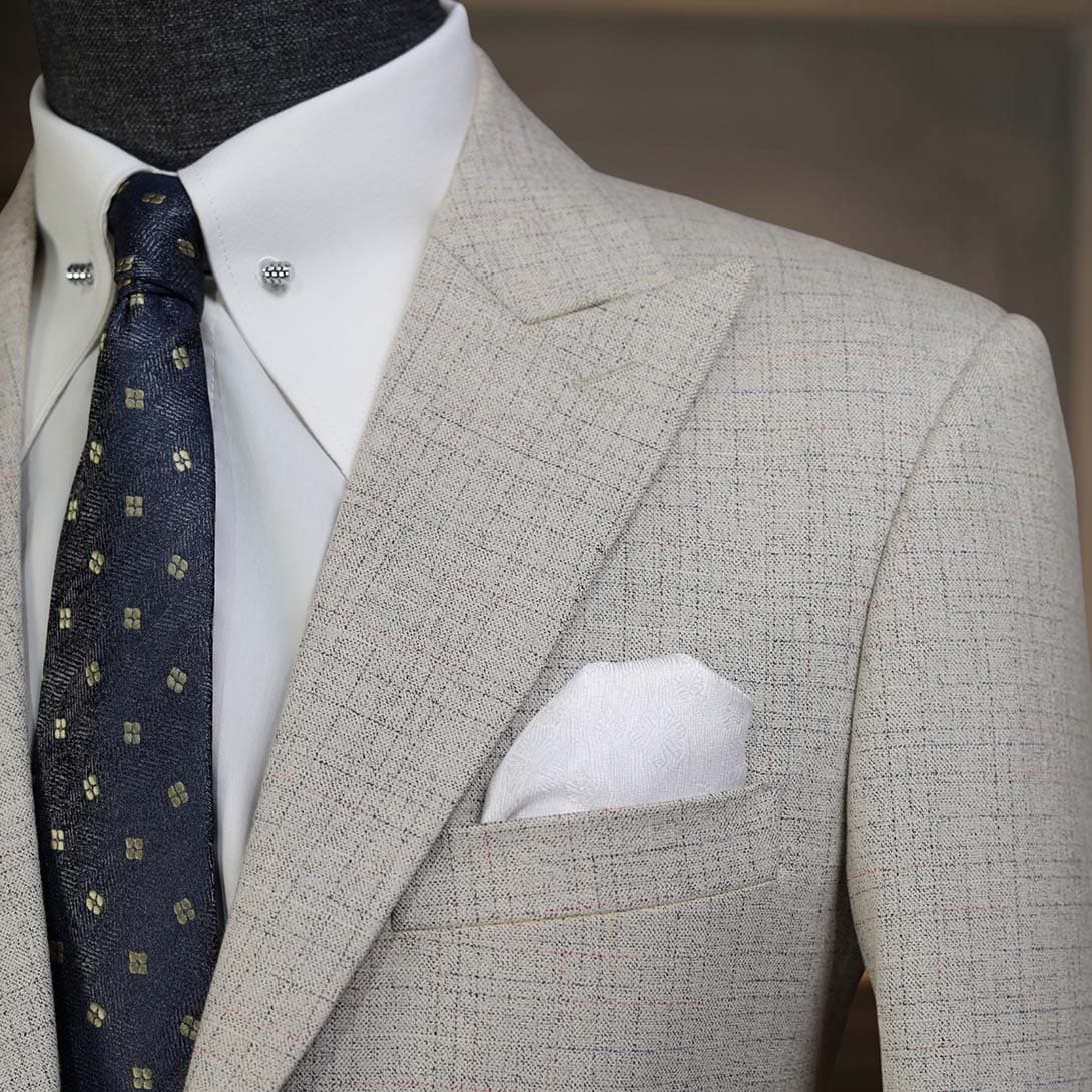 Bộ Vest Trắng Ngà Xước 3