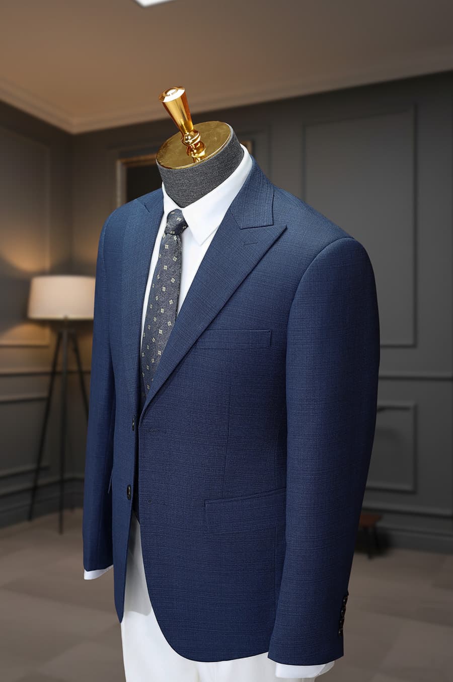 Bộ Vest Xanh Đậm Kẻ Chìm 2