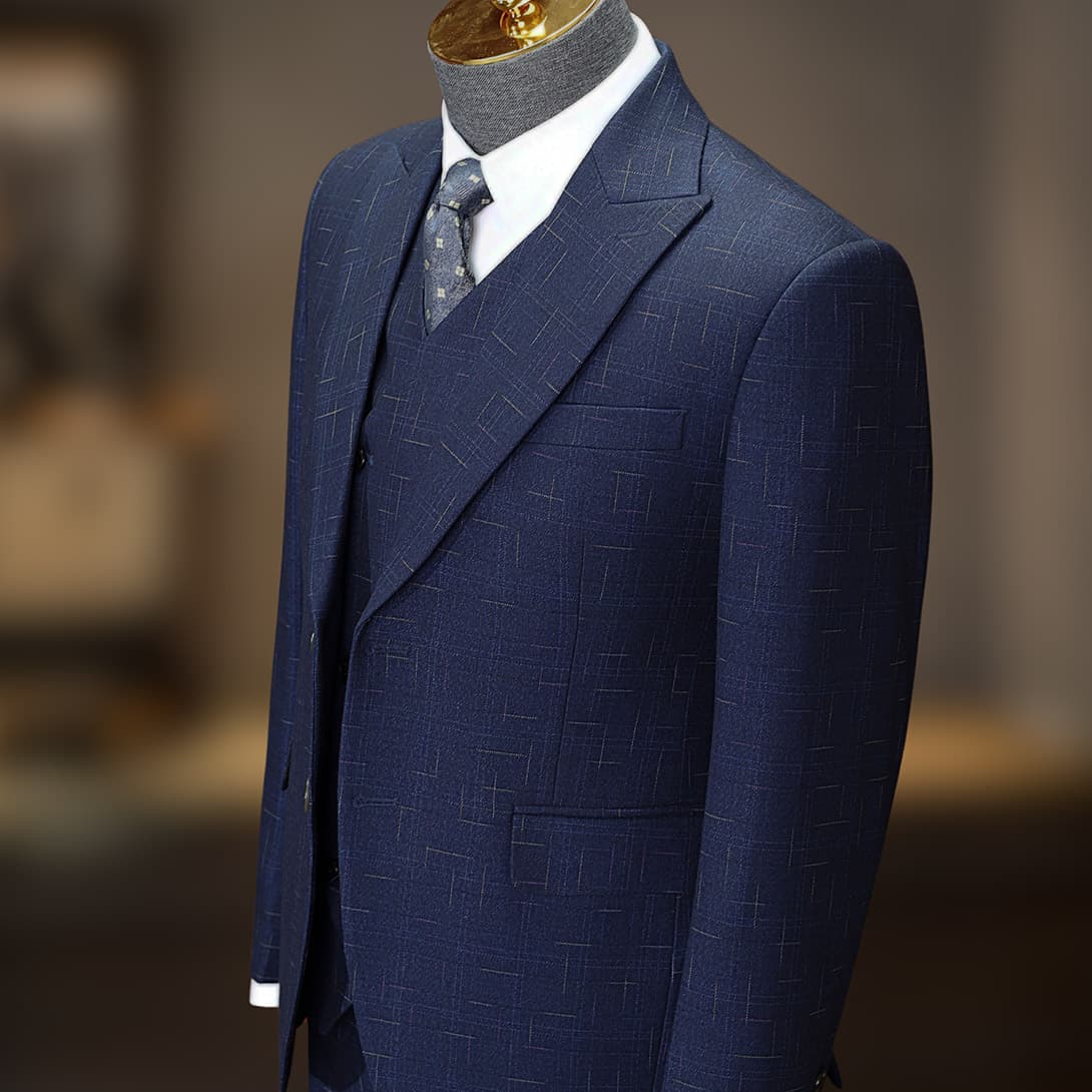 Bộ Vest Xanh Kẻ Xước 2