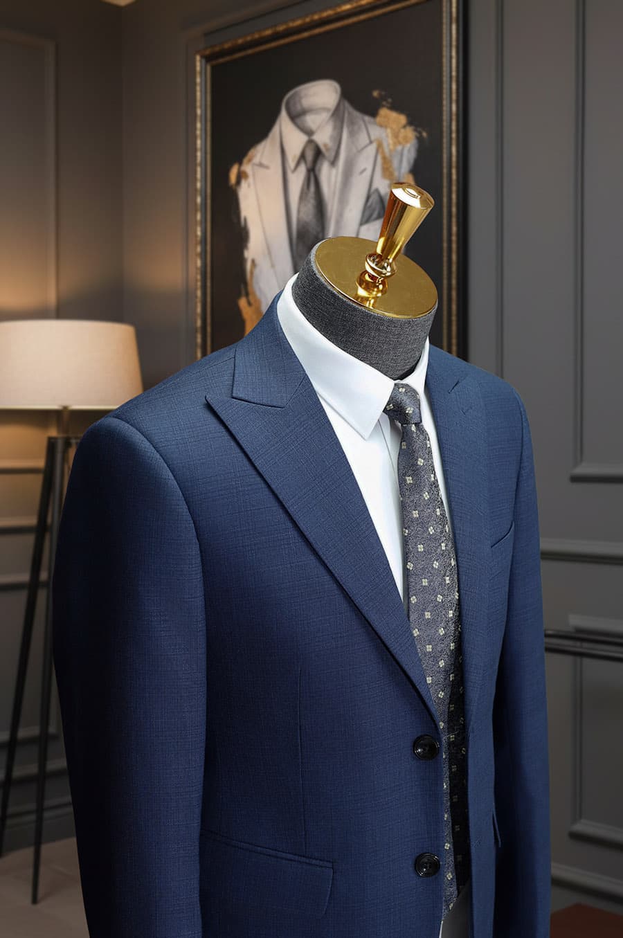 Bộ Vest Xanh Đậm Kẻ Chìm 3