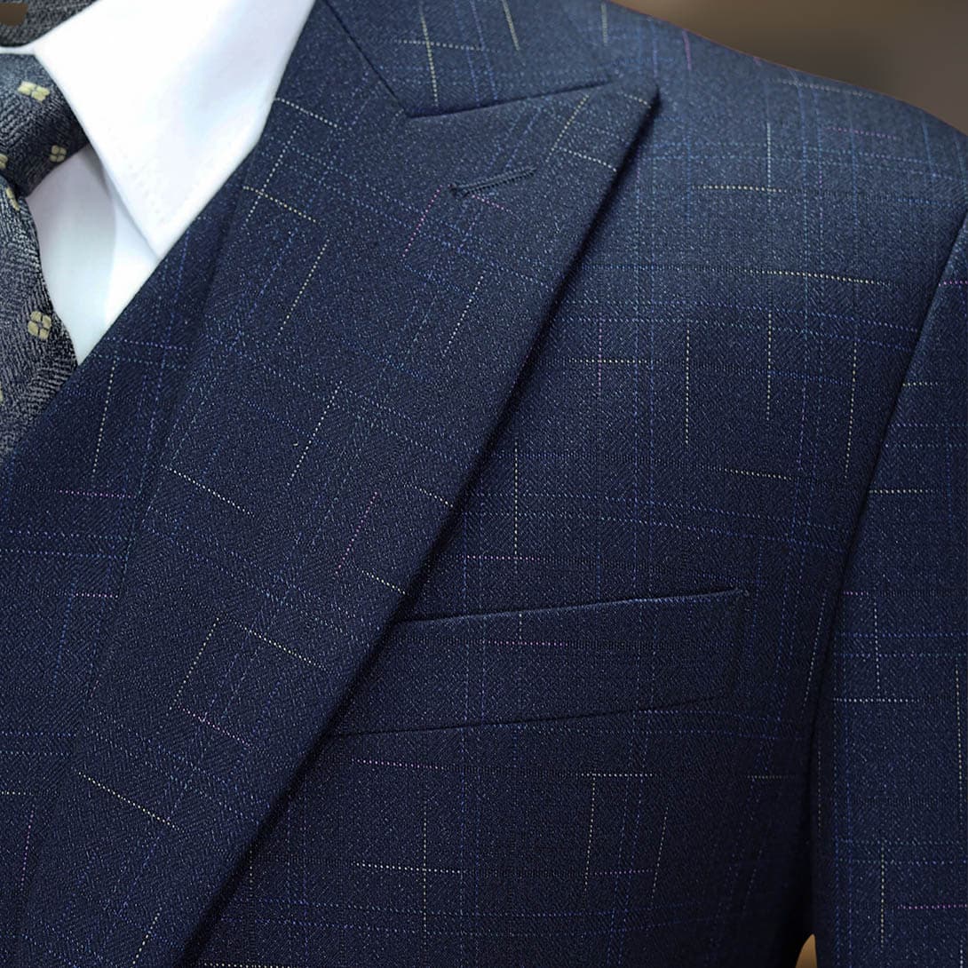 Bộ Vest Xanh Kẻ Xước 3