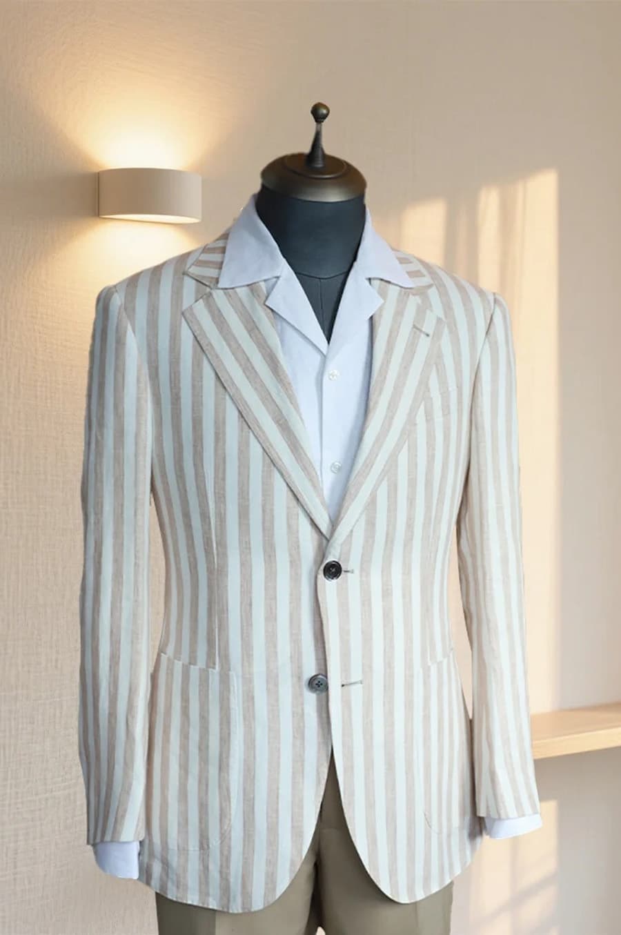 Bộ Vest Hồng Sọc To 1