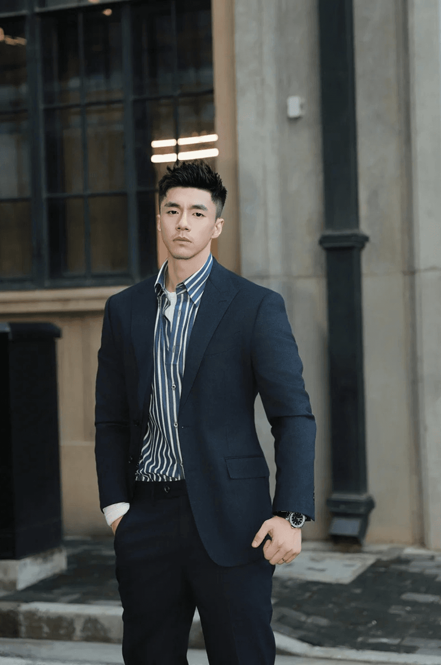 Bộ Vest Xanh Than Ve Ngược 3