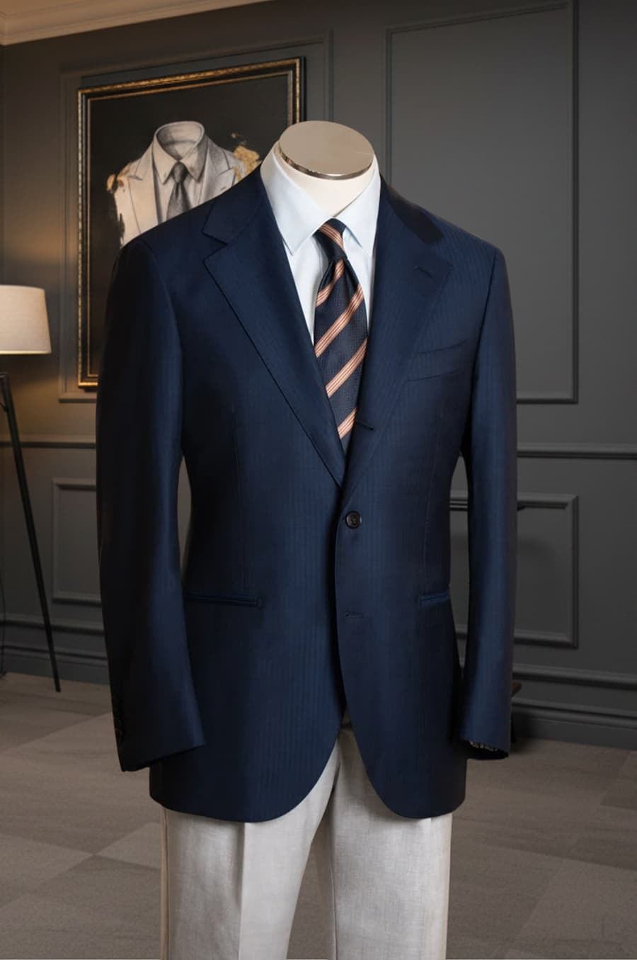 Bộ Vest Xanh Kẻ Chìm 1