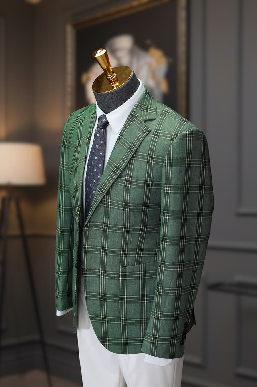 Bộ Vest Caro Xanh Lá Đậm 1