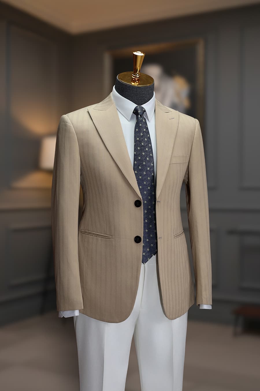 Bộ Vest Sọc Kem 1