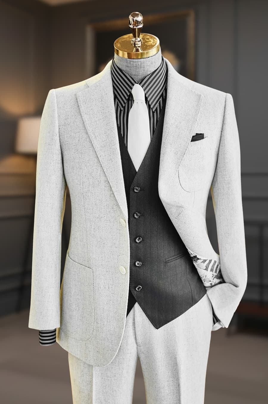 Bộ Vest Trắng Kem Túi Hộp 1