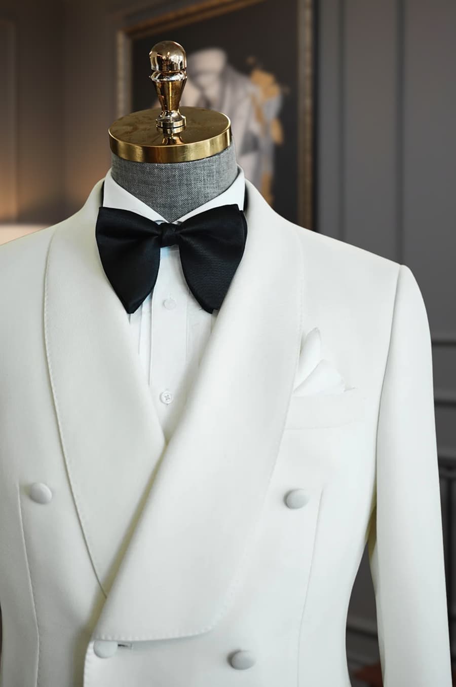 Bộ Vest Trắng Sam Tròn 6 Cúc 1