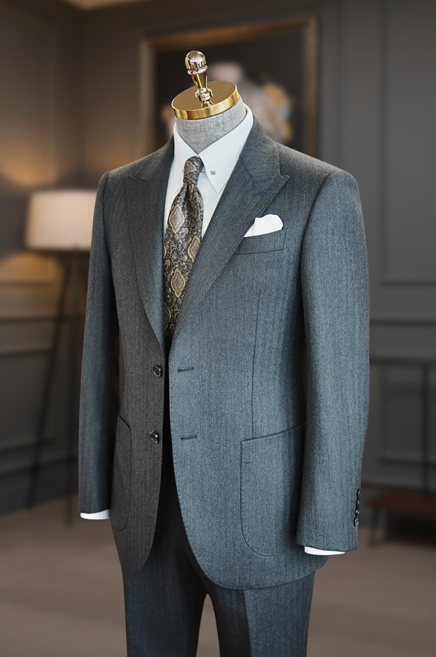 Bộ Vest Xám Xương Cá 2 Cúc 1