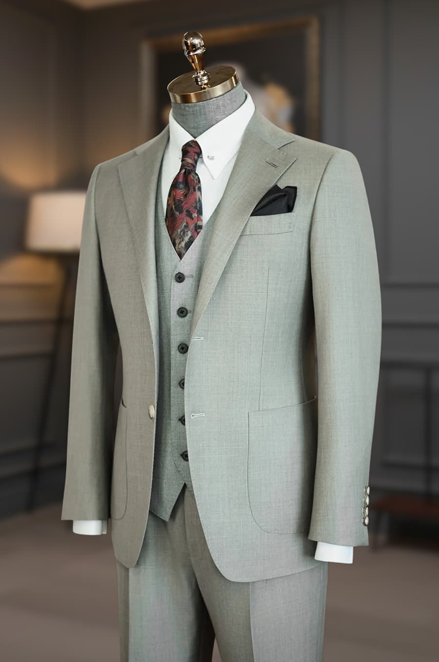 Bộ Vest Xám Cổ Xương Cá 1