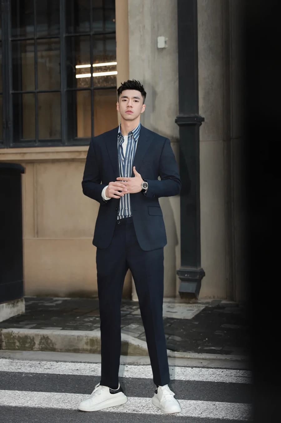 Bộ Vest Xanh Than Ve Ngược 1