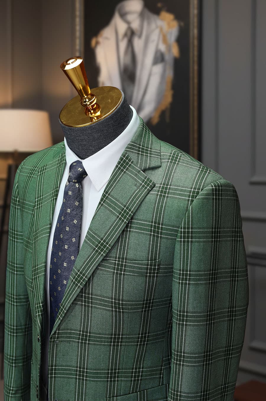 Bộ Vest Caro Xanh Lá Đậm 3