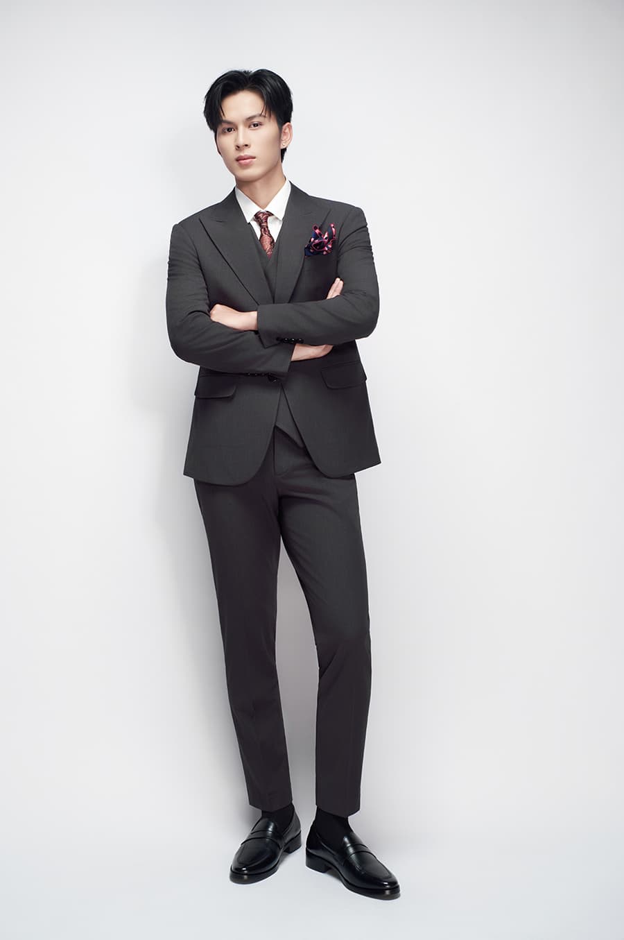 Bộ Vest Đen Kẻ Xước 2 Cúc 3