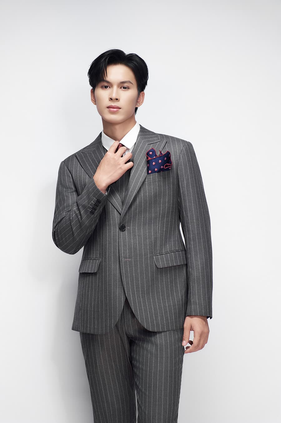 Bộ Vest Xám Rêu Sọc 2