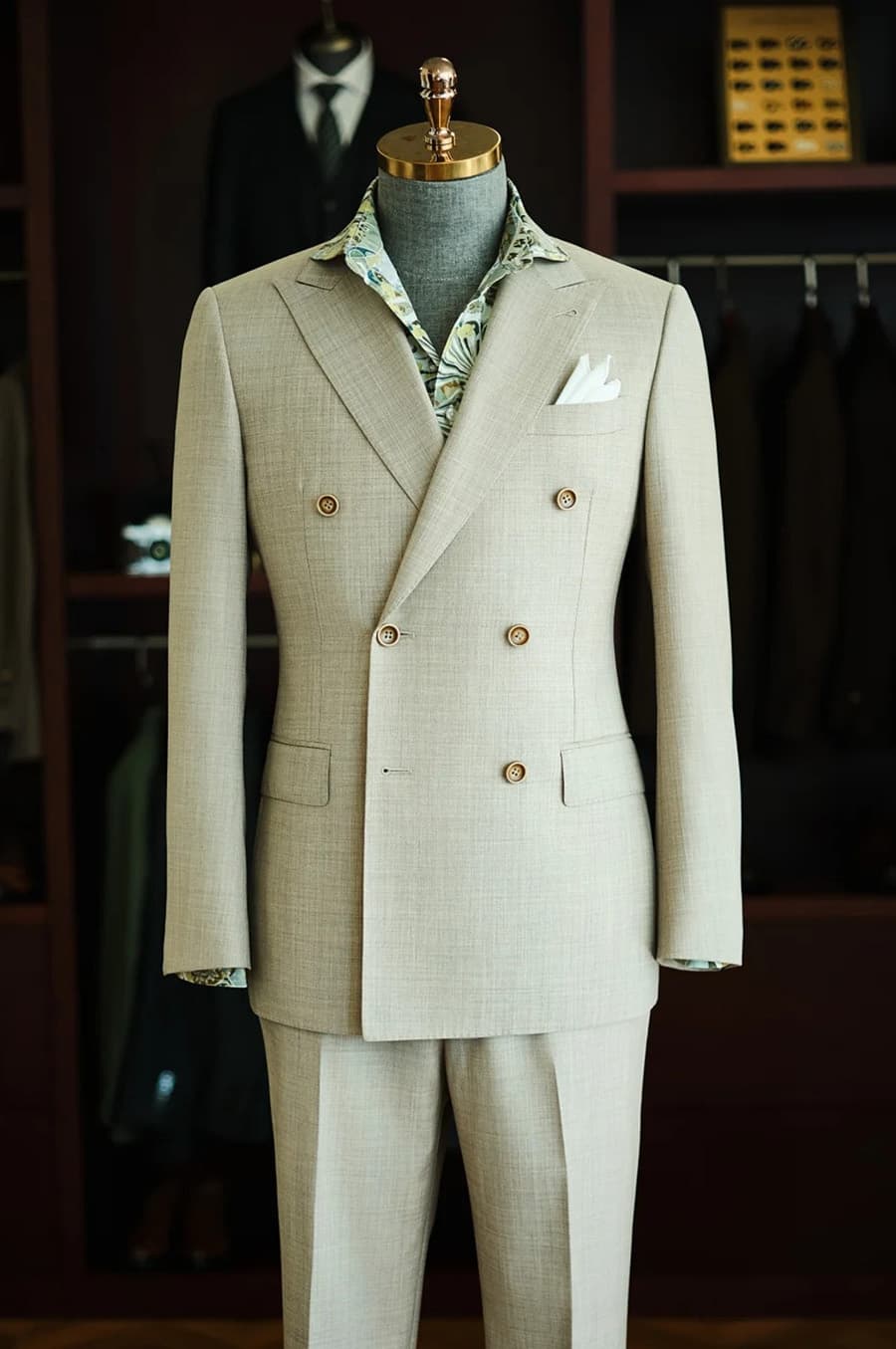 Bộ Vest Be Kẻ Xước 1