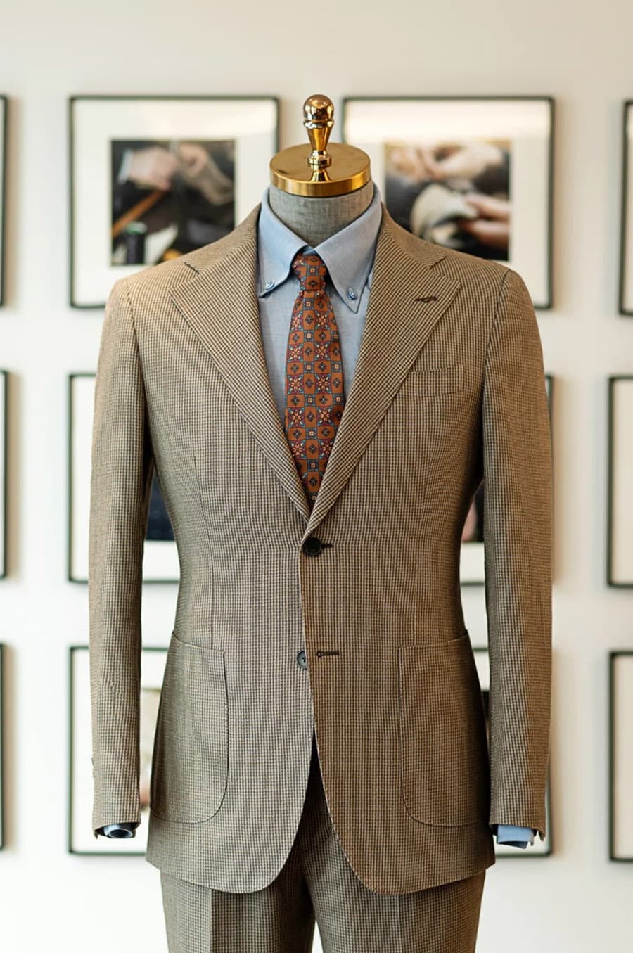 Bộ Vest Nâu Be Vân Nhỏ 1