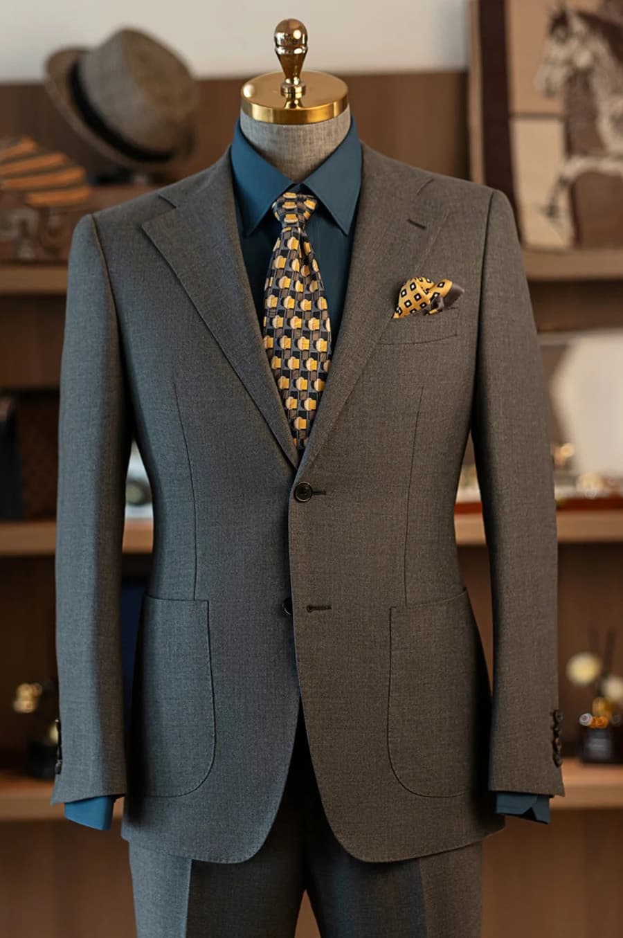 Bộ Vest Nâu Xám Vân Xước 1