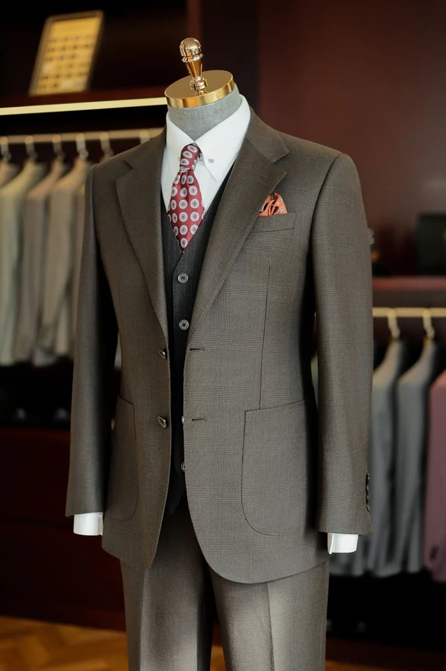 Bộ Vest Olive Kẻ Xước 2