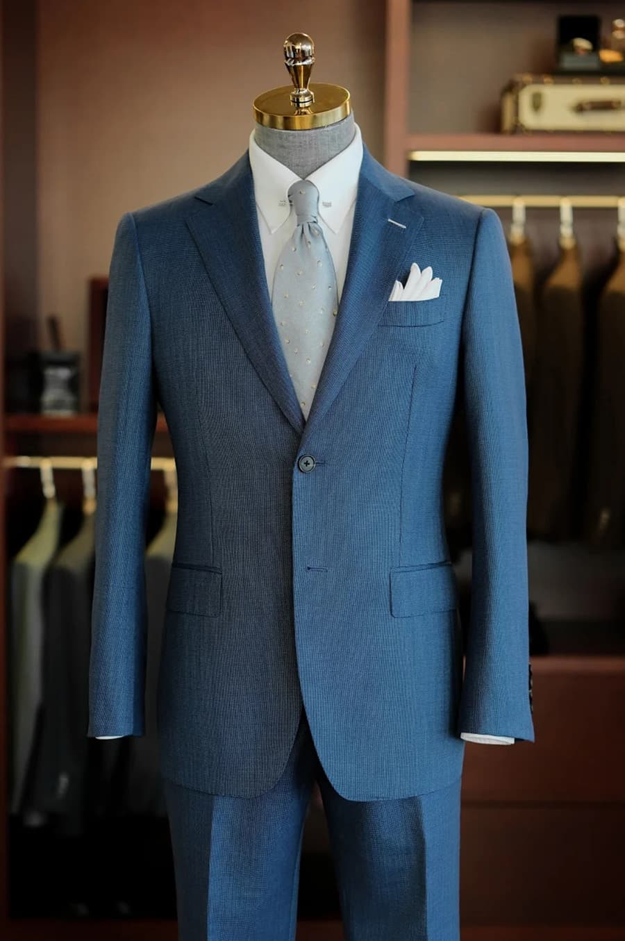 Bộ Vest Xanh Lơ Kẻ Xước 1