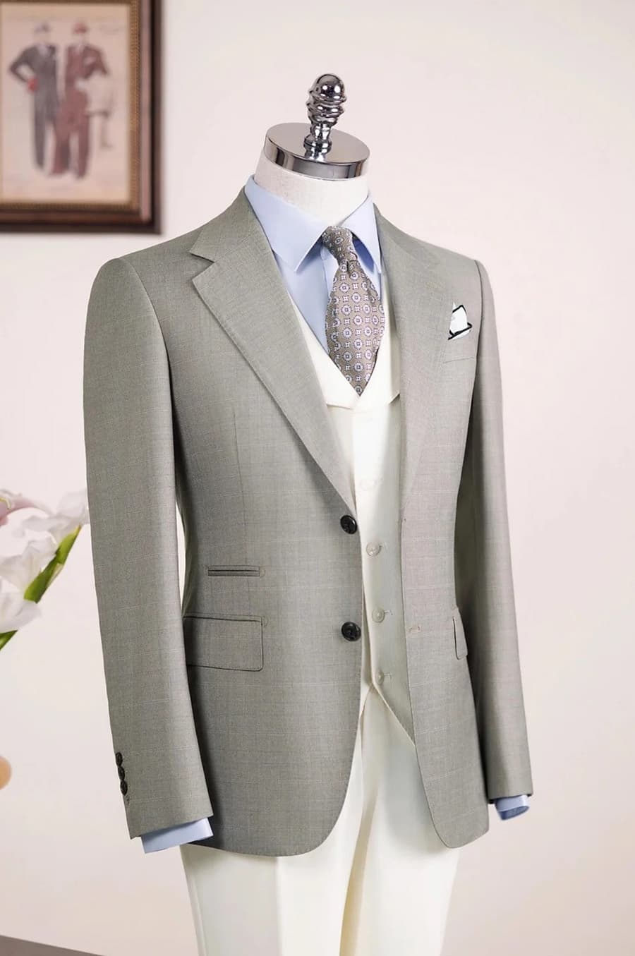 Bộ Vest Xám Ngọc Trai 1