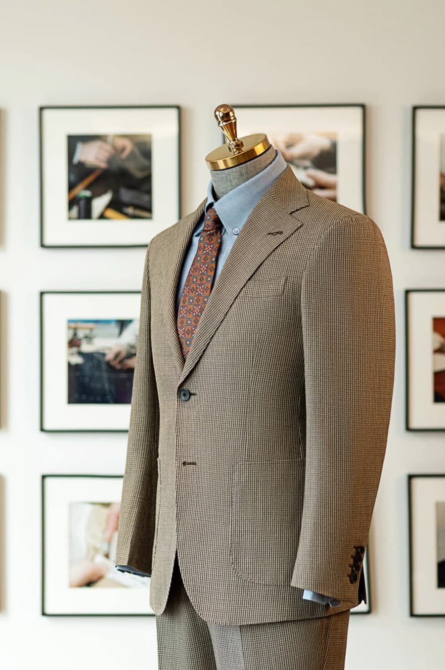 Bộ Vest Nâu Be Vân Nhỏ 2