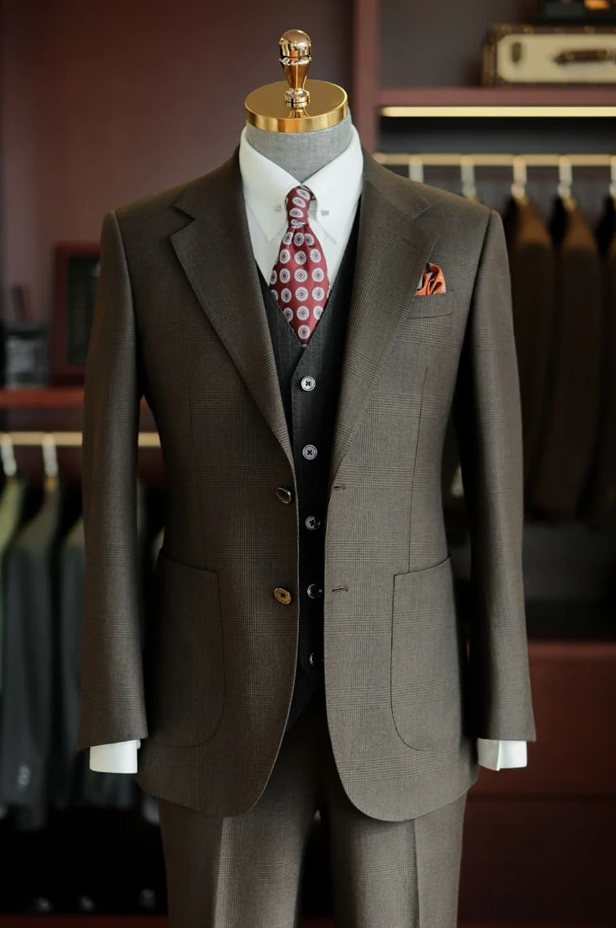 Bộ Vest Olive Kẻ Xước 1