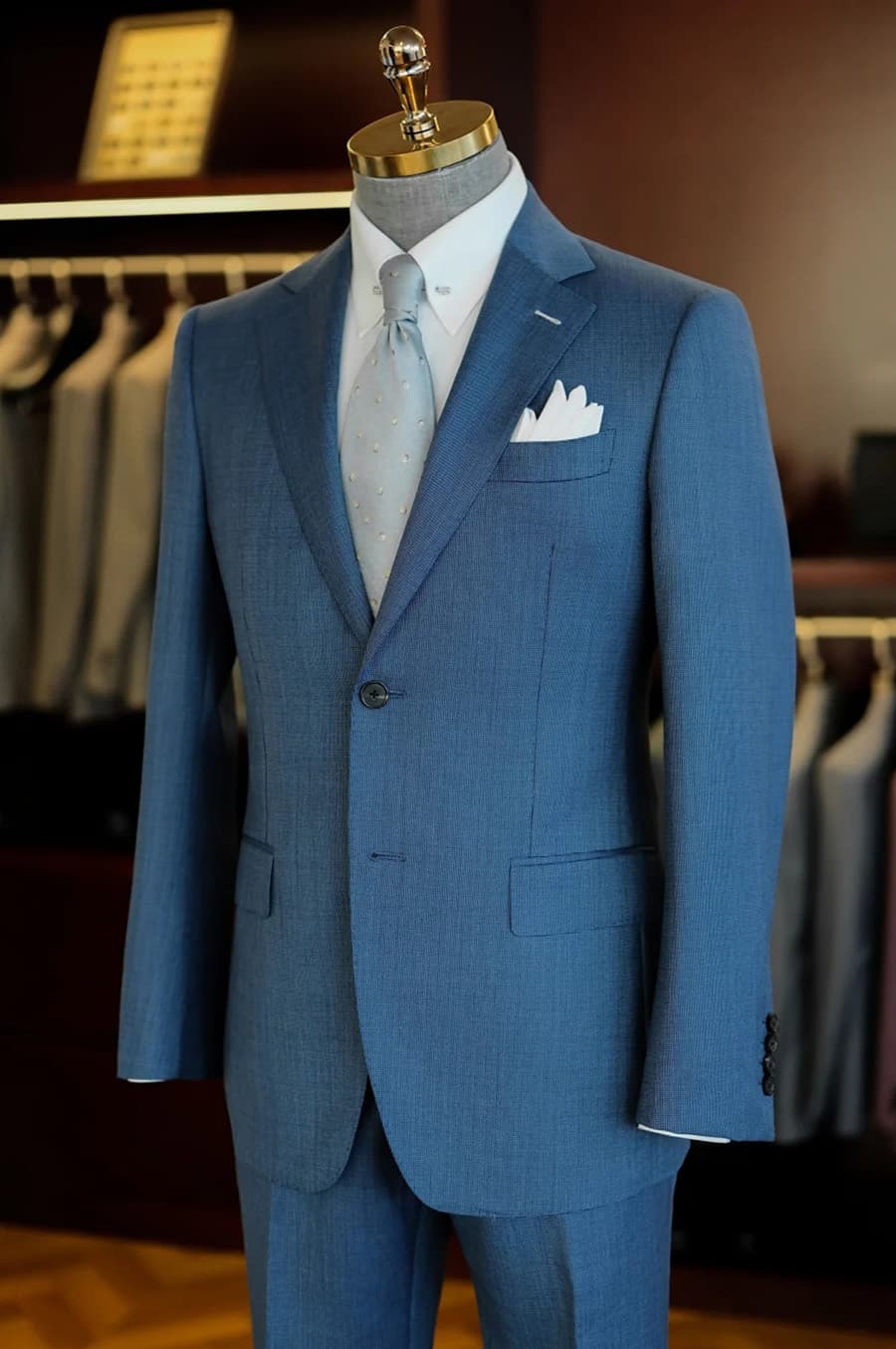 Bộ Vest Xanh Lơ Kẻ Xước 2