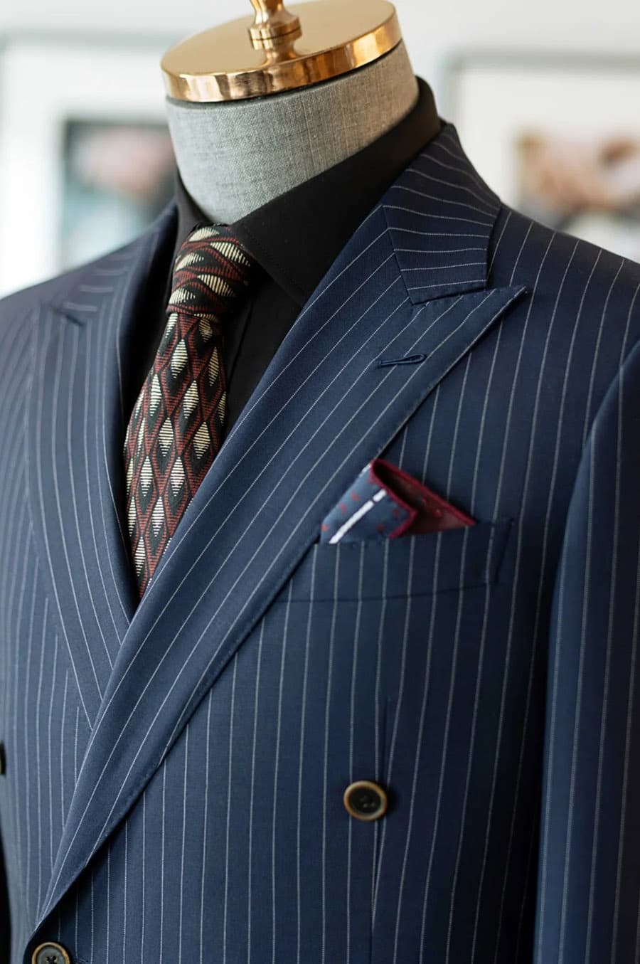 Bộ Vest Xanh Đậm Kẻ Nhỏ 6 Cúc 3