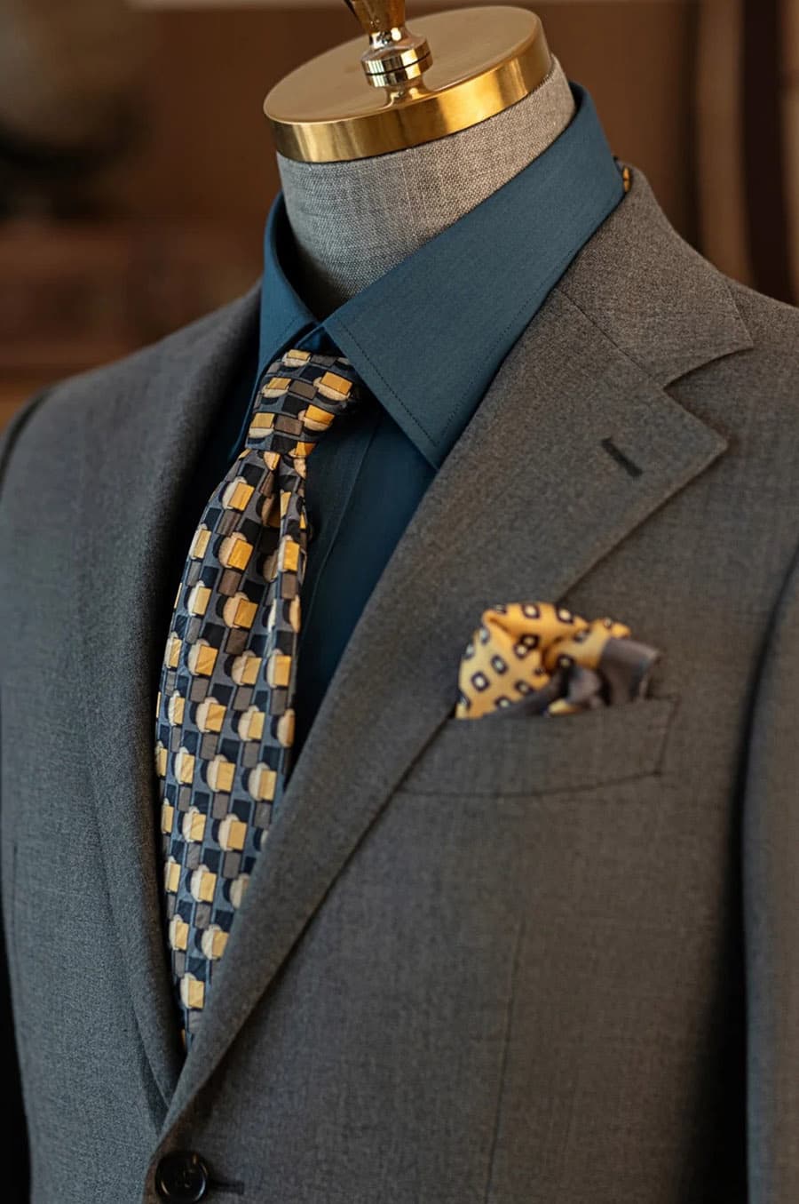 Bộ Vest Nâu Xám Vân Xước 3