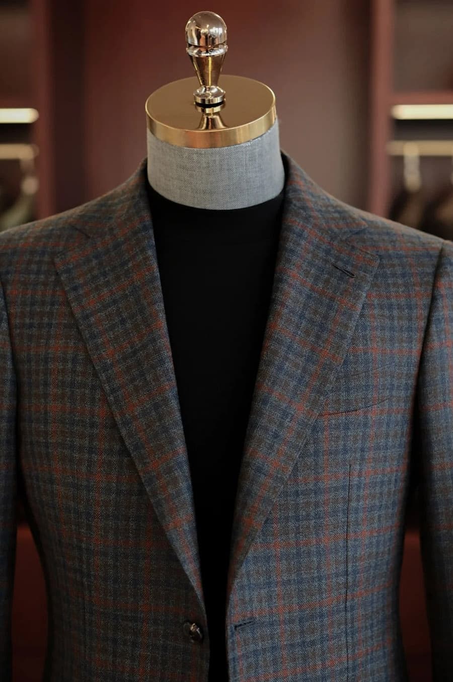 Bộ Vest Caro Xanh Phối Đỏ 4