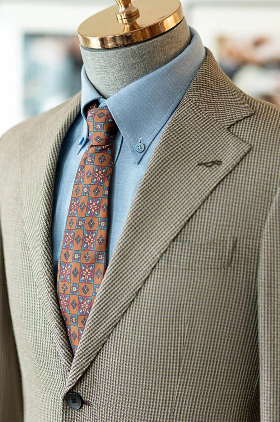 Bộ Vest Nâu Be Vân Nhỏ 3