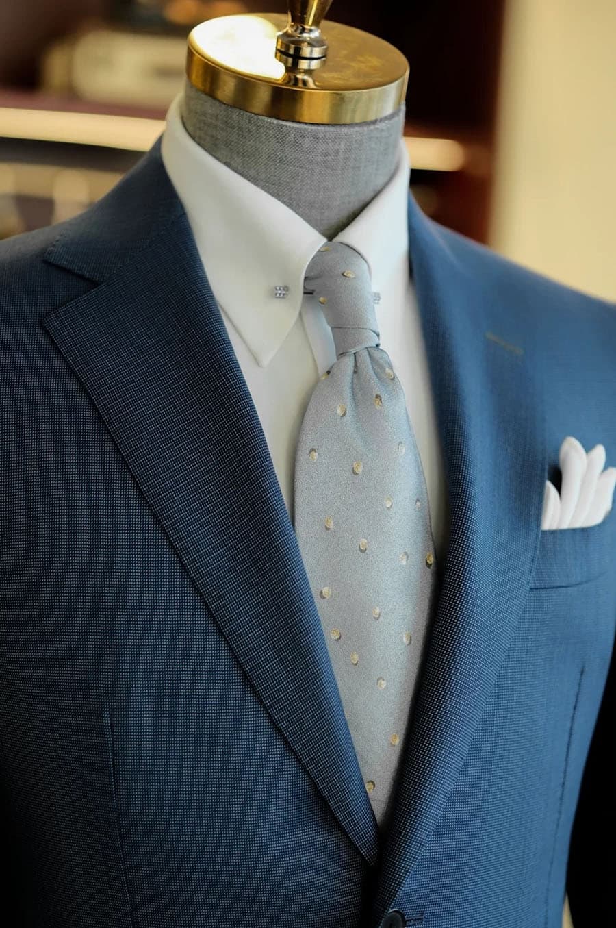 Bộ Vest Xanh Lơ Kẻ Xước 3