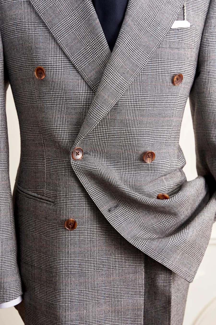 Bộ Vest Xám Kẻ 6 Cúc 3