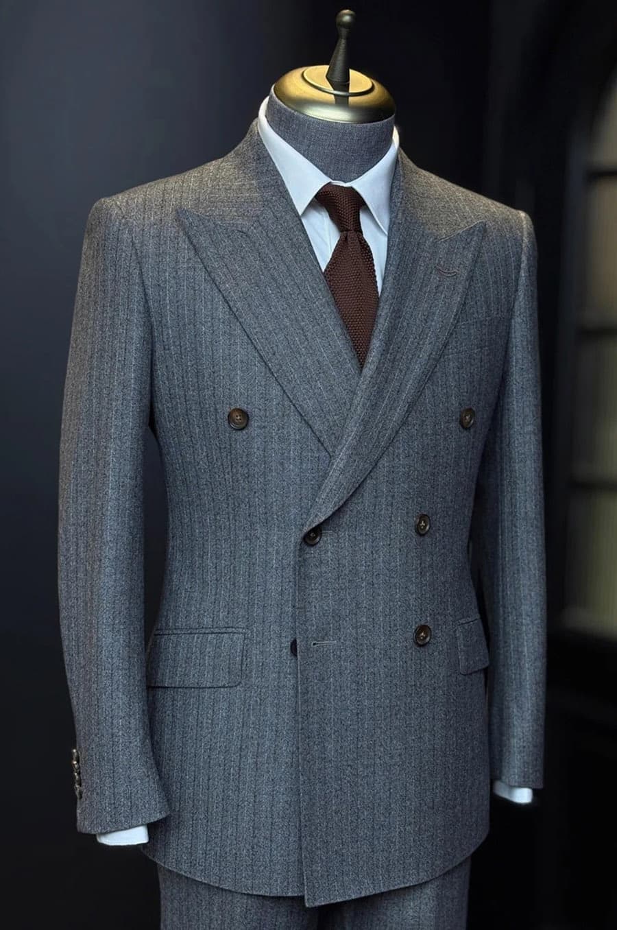 Bộ Vest Xám Chì Kẻ Sọc 2