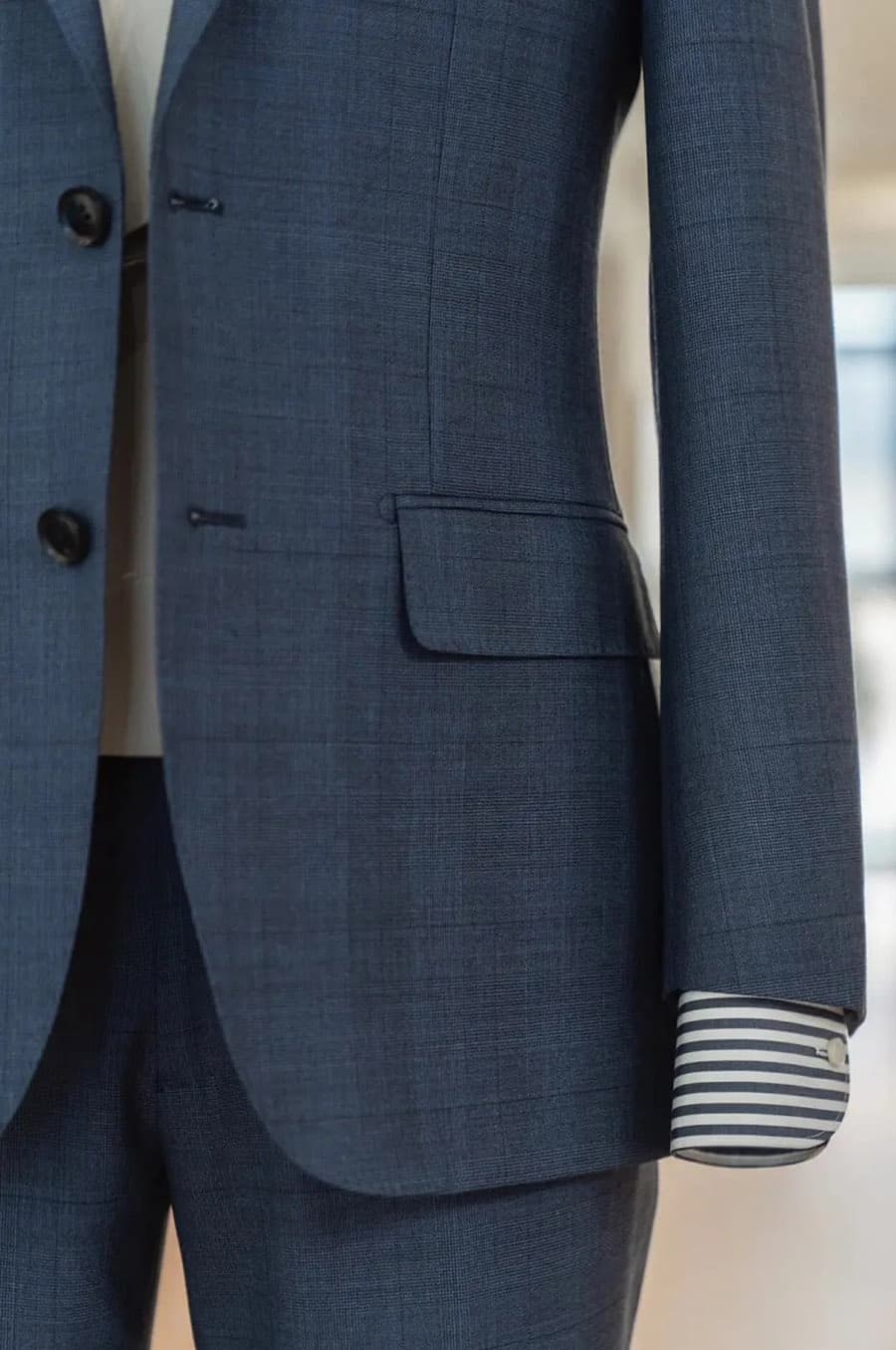 Bộ Vest Xám Xanh Kẻ Chìm 3